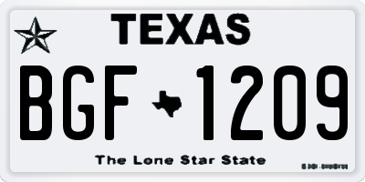 TX license plate BGF1209