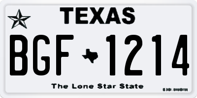 TX license plate BGF1214
