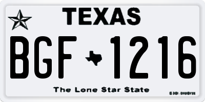 TX license plate BGF1216