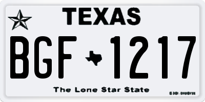 TX license plate BGF1217