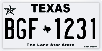 TX license plate BGF1231