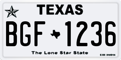 TX license plate BGF1236