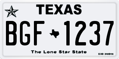 TX license plate BGF1237
