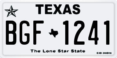TX license plate BGF1241