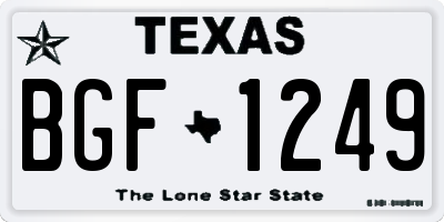 TX license plate BGF1249