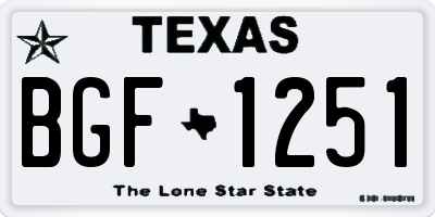 TX license plate BGF1251