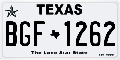 TX license plate BGF1262