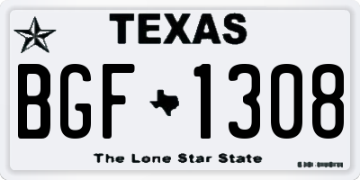 TX license plate BGF1308