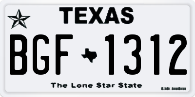 TX license plate BGF1312