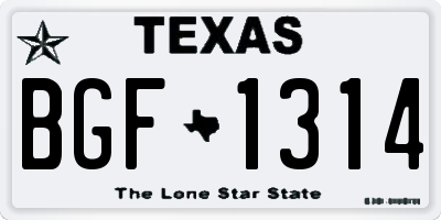 TX license plate BGF1314