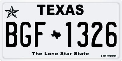 TX license plate BGF1326