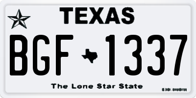 TX license plate BGF1337