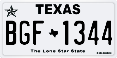 TX license plate BGF1344