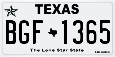 TX license plate BGF1365
