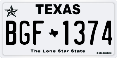 TX license plate BGF1374
