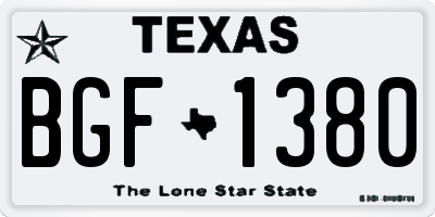 TX license plate BGF1380