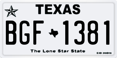 TX license plate BGF1381