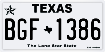 TX license plate BGF1386