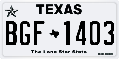 TX license plate BGF1403