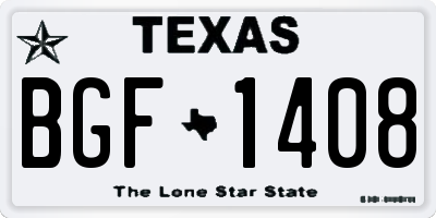 TX license plate BGF1408