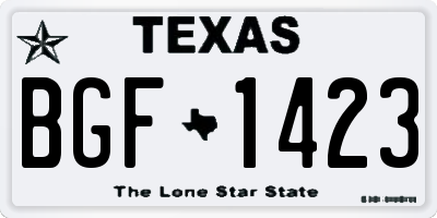 TX license plate BGF1423