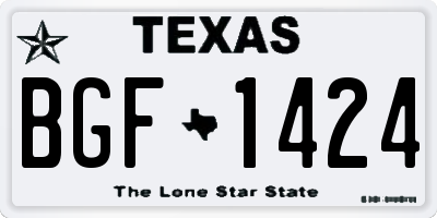 TX license plate BGF1424