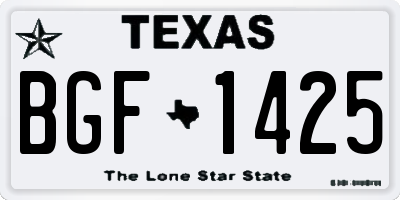 TX license plate BGF1425