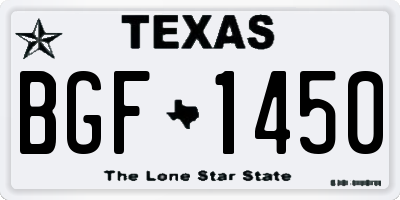 TX license plate BGF1450