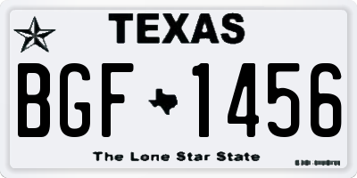 TX license plate BGF1456