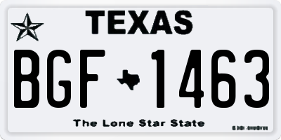 TX license plate BGF1463