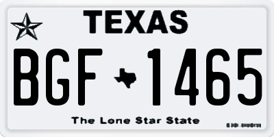 TX license plate BGF1465
