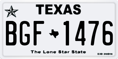 TX license plate BGF1476