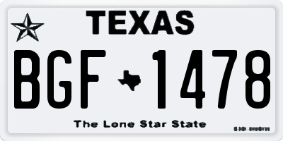 TX license plate BGF1478