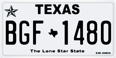 TX license plate BGF1480