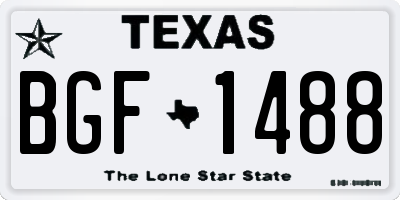 TX license plate BGF1488