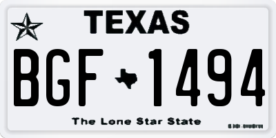 TX license plate BGF1494