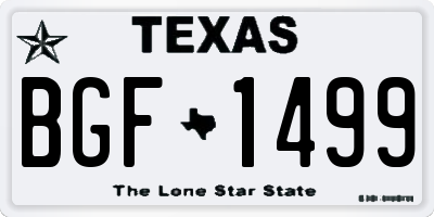 TX license plate BGF1499