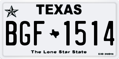 TX license plate BGF1514