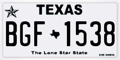 TX license plate BGF1538