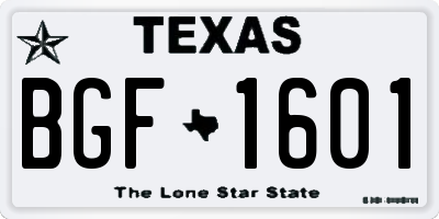 TX license plate BGF1601