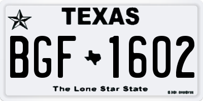 TX license plate BGF1602