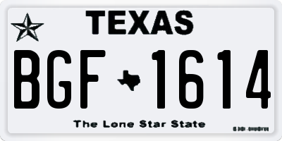 TX license plate BGF1614