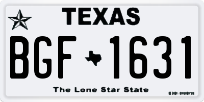 TX license plate BGF1631