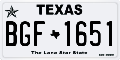 TX license plate BGF1651