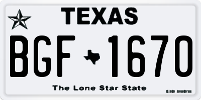 TX license plate BGF1670