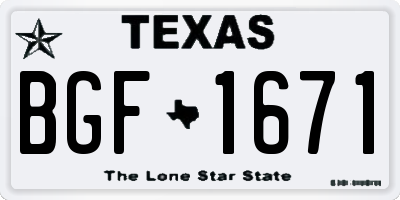 TX license plate BGF1671