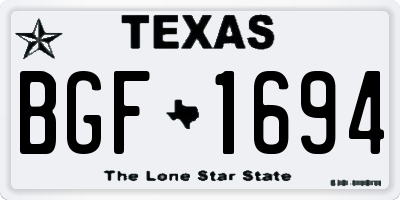 TX license plate BGF1694