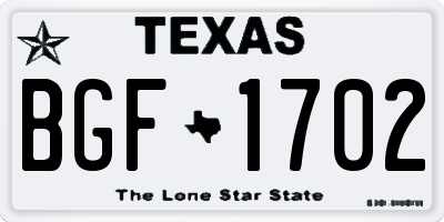 TX license plate BGF1702