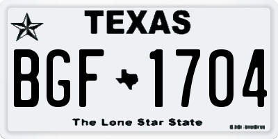 TX license plate BGF1704