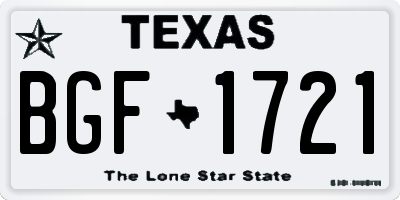 TX license plate BGF1721